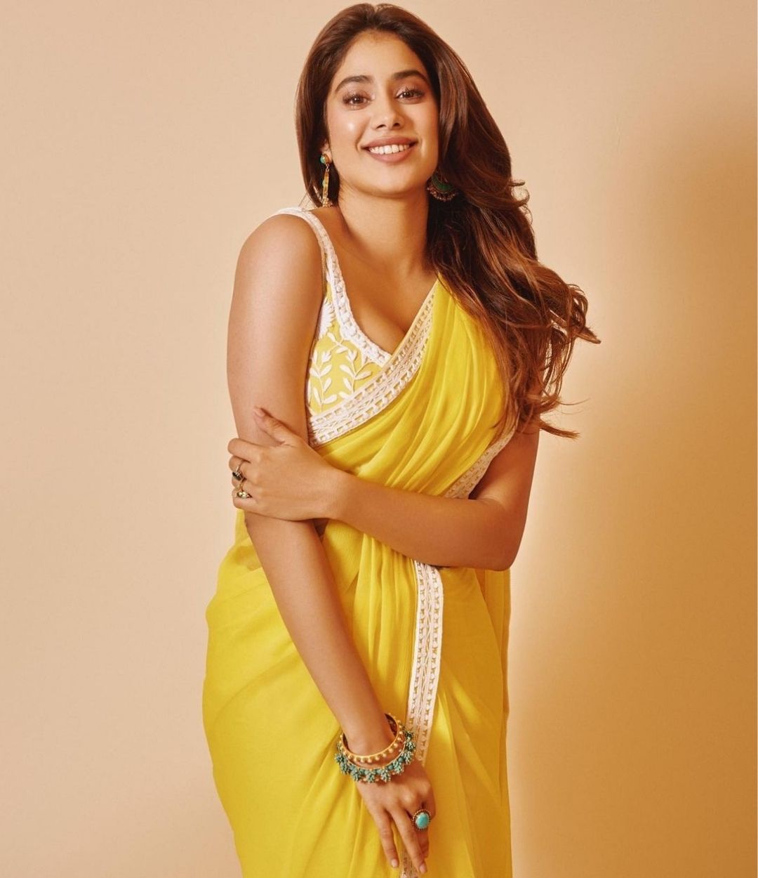 Janhvi Kapoor in yellow saree