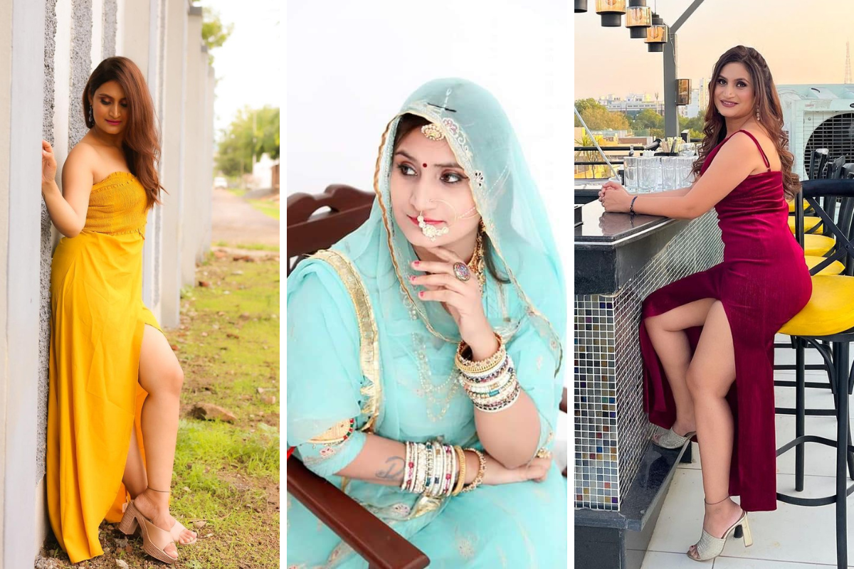 3 photo collage of Varsha Rao, fashion influencer from udaipur