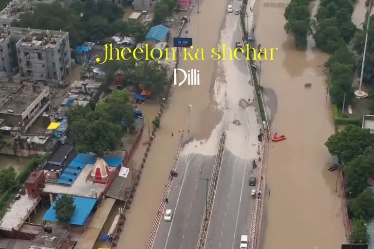 Aerial view of flooded Delhi captured by a drone